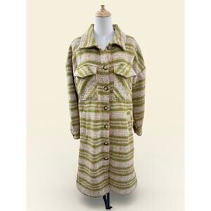 New In Retro Plaid Flannel Long Coat, Size S